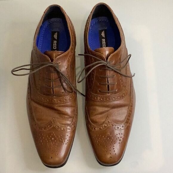 RED TAPE CARN 2 BROGUE MENS BROWN LEATHER LACE UP SHOES SIZE 9 - Picture 4 of 13